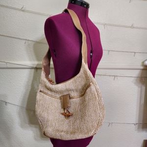 Gold Vintage Carlo D'Santi Woven Oversized Shoulder Purse/Bag with Bamboo Zipper